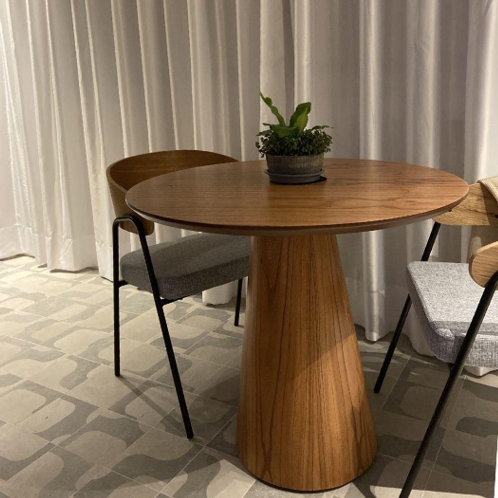 Mesa De Jantar Cone 90 Cm Base Madeira Freijó Tampo Freijó Marrom