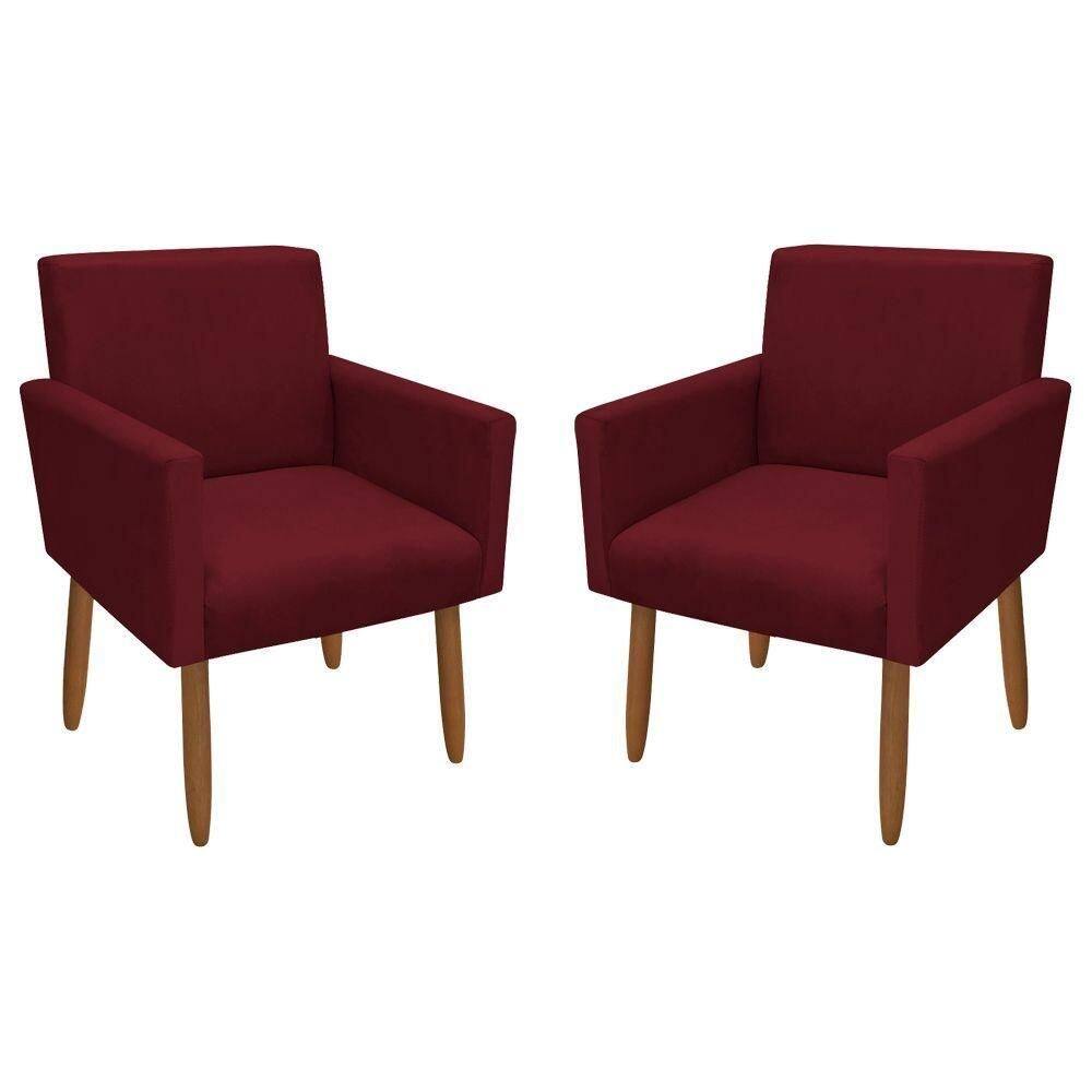 Kit 2 Poltronas Decorativa Nina Veludo Vermelho