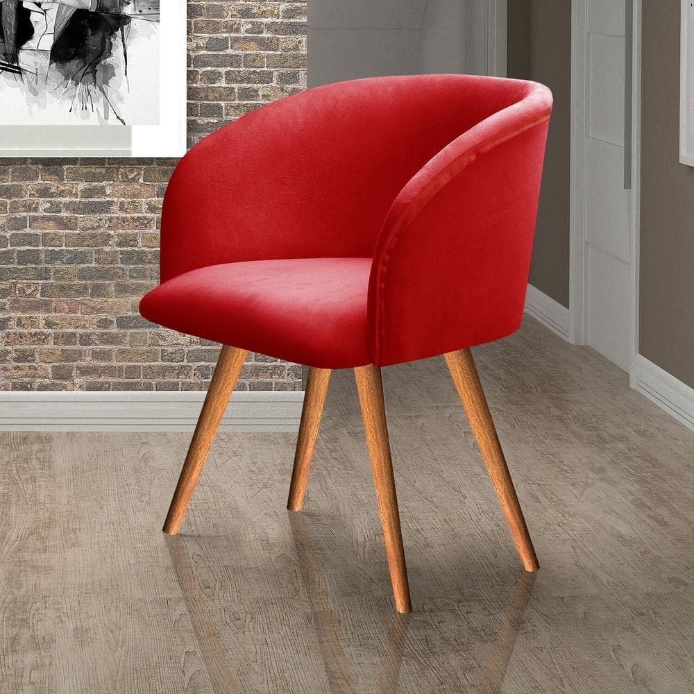 Poltrona Atenas Pé Palito Decorativa para Sala de Estar Vermelho