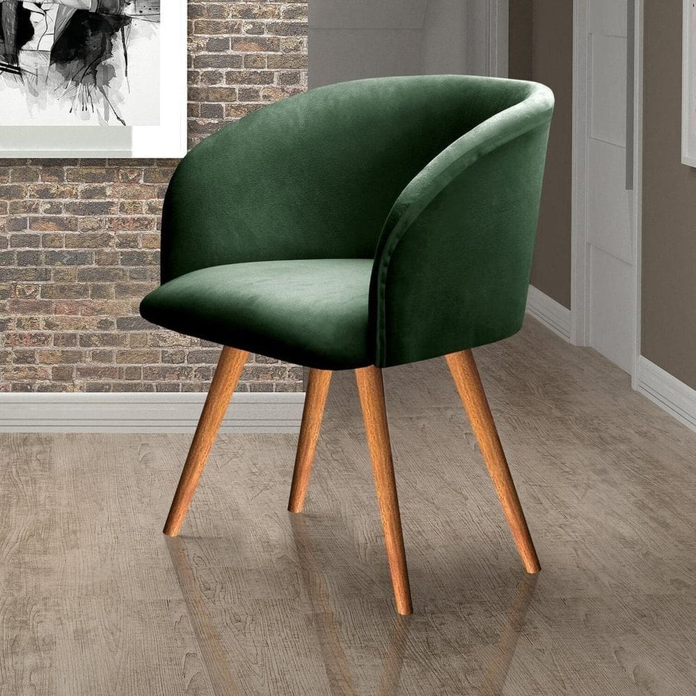 Poltrona Atenas Pé Palito Decorativa para Sala de Estar Verde