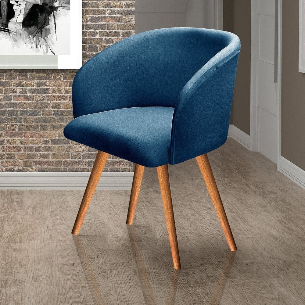 Poltrona Atenas Pé Palito Decorativa para Sala de Estar Azul