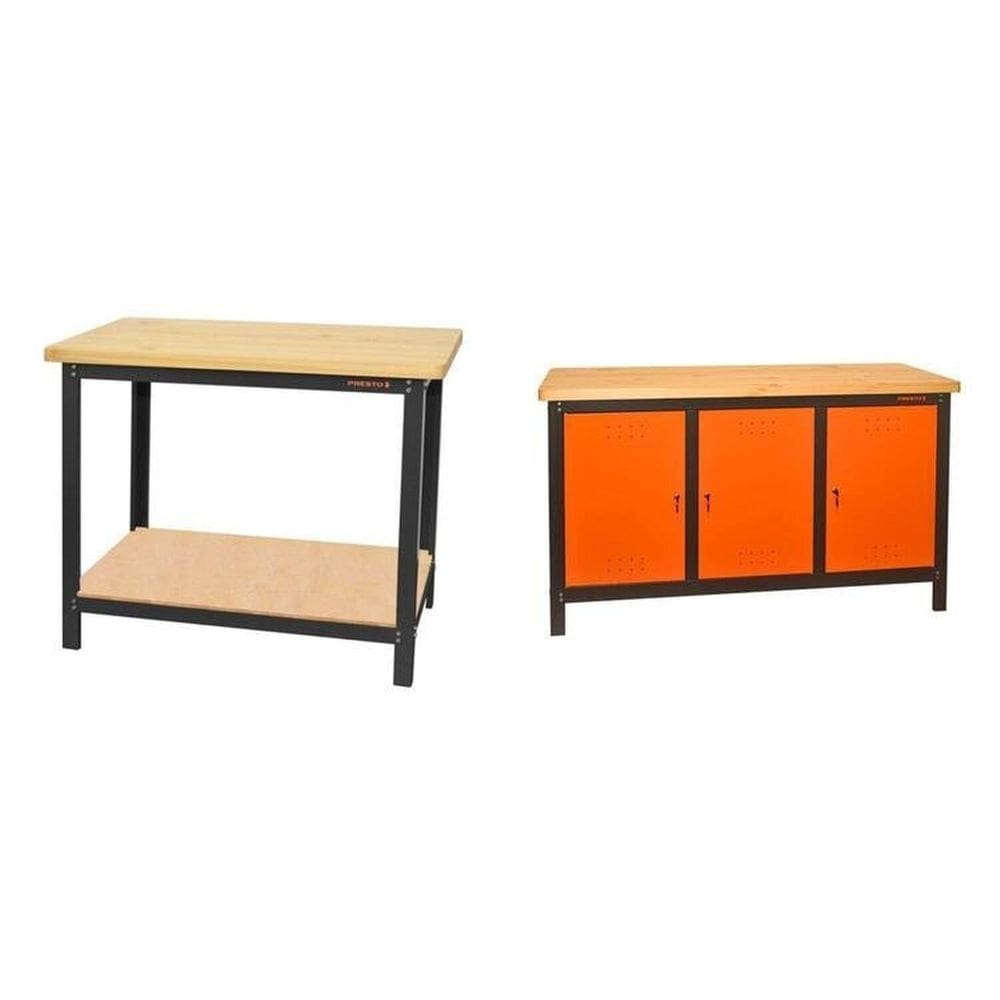 Conjunto 2 Bancadas de Ferramentas Profissional Fechada 150cm Presto Laranja