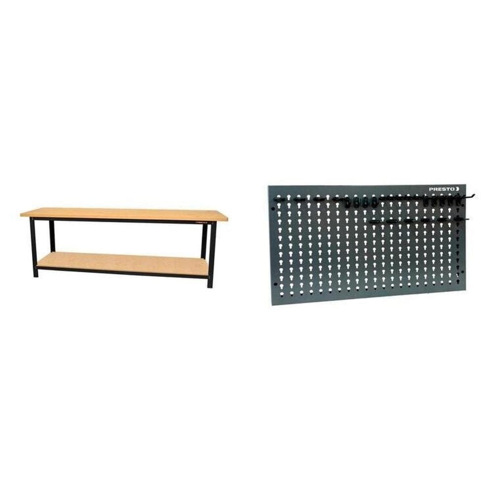 Conjunto de Organização Profissional 1 Bancada Aberta Cm 1 Painel para Ferramentas em Aço Presto Preto