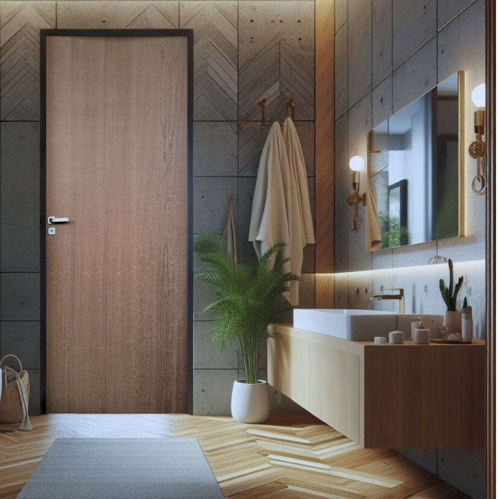 Kit Porta de Madeira Lisa Imbuia 210x92cm Batente 16cm Uniportas