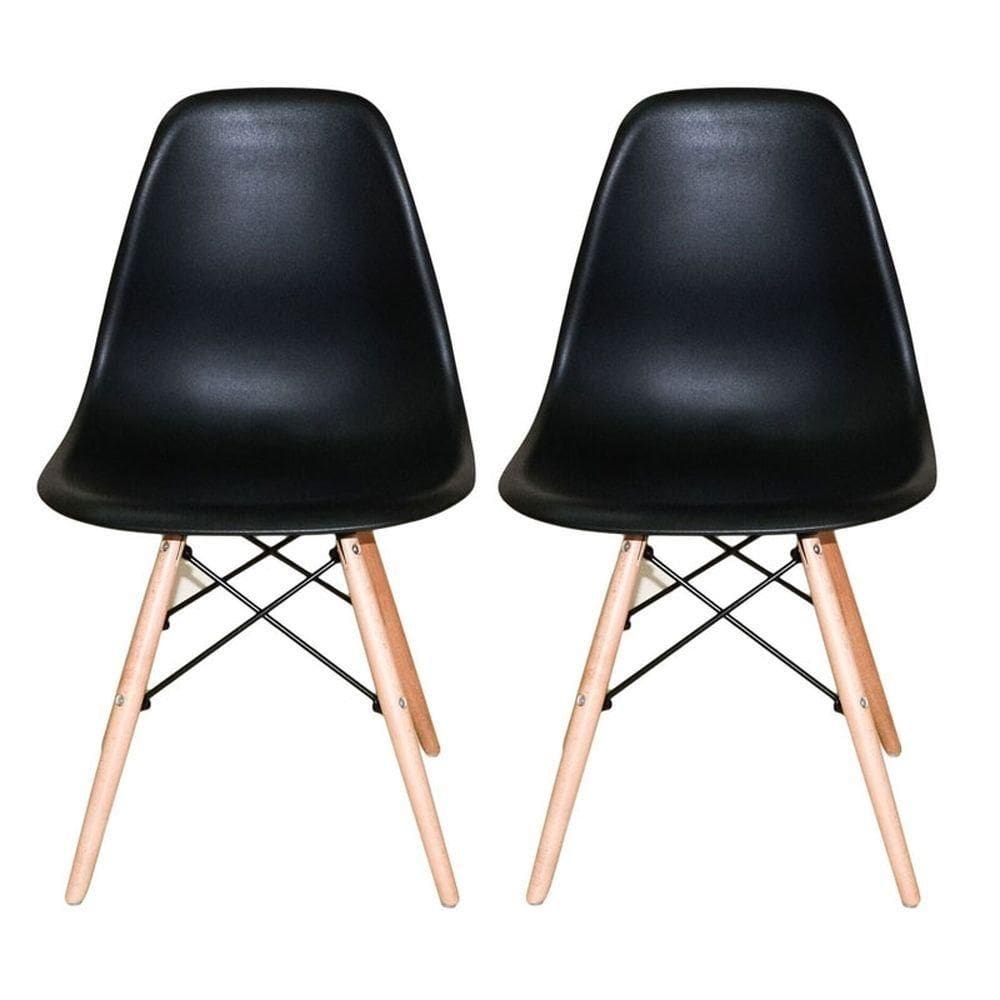Conjunto 2 Cadeiras Charles Eames Eiffel Preta - Kzabela