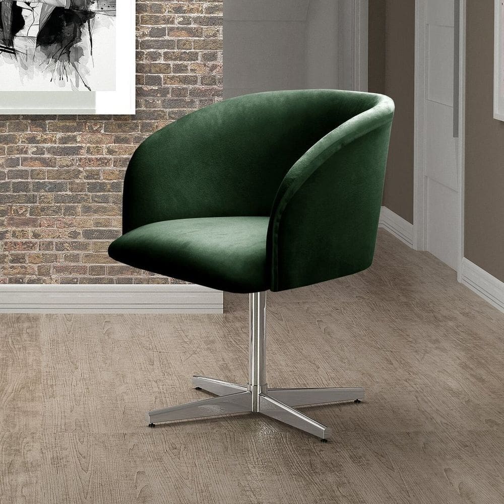 Poltrona Atenas Base Giratória de Alumínio Sala de Estar Verde