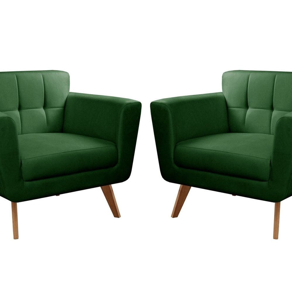 Kit 2 Poltronas Decorativas Bruna Sala de Estar Quarto Recepção Verde