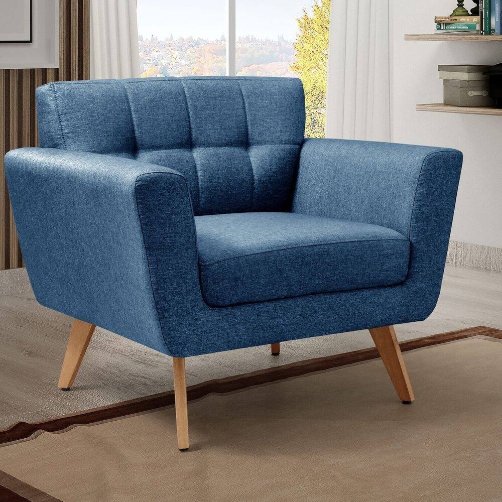 Poltrona Decorativa Bruna Sala de Estar Quarto Recepção Azul