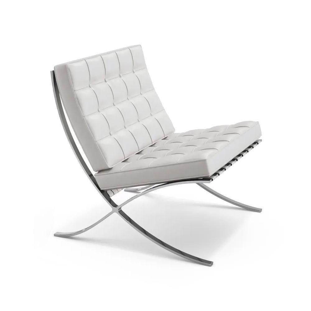 Poltrona Barcelona Base Inox Branco Cor Branco