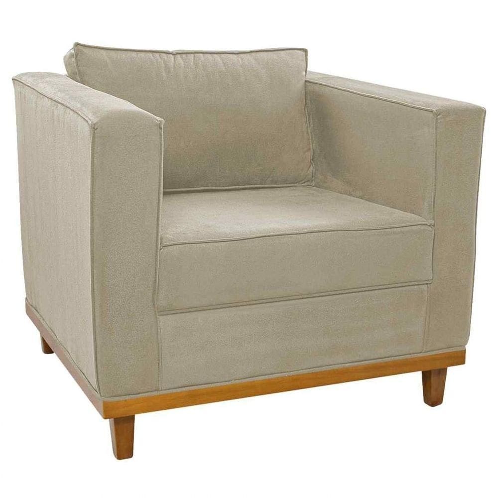 Poltrona Decorativa Europa Linho Bege