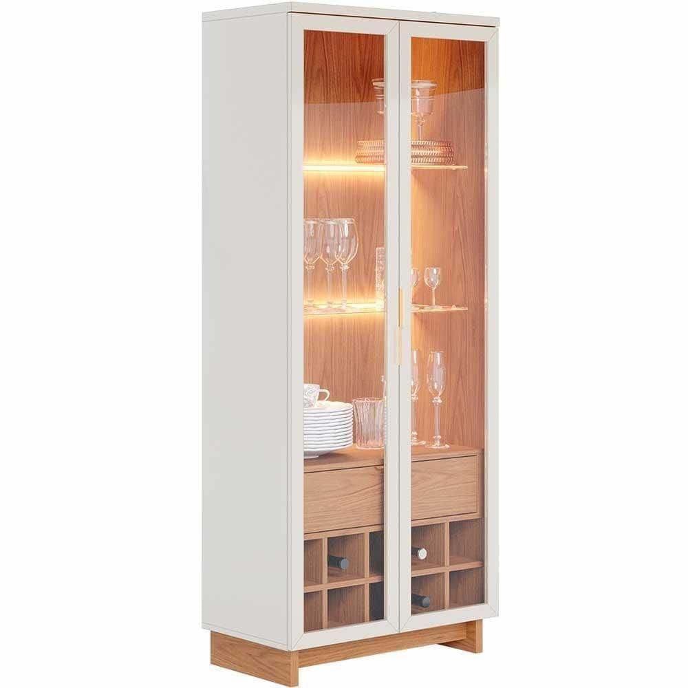 Cristaleira Nicho Adega Malibu C04 Freijó Off White