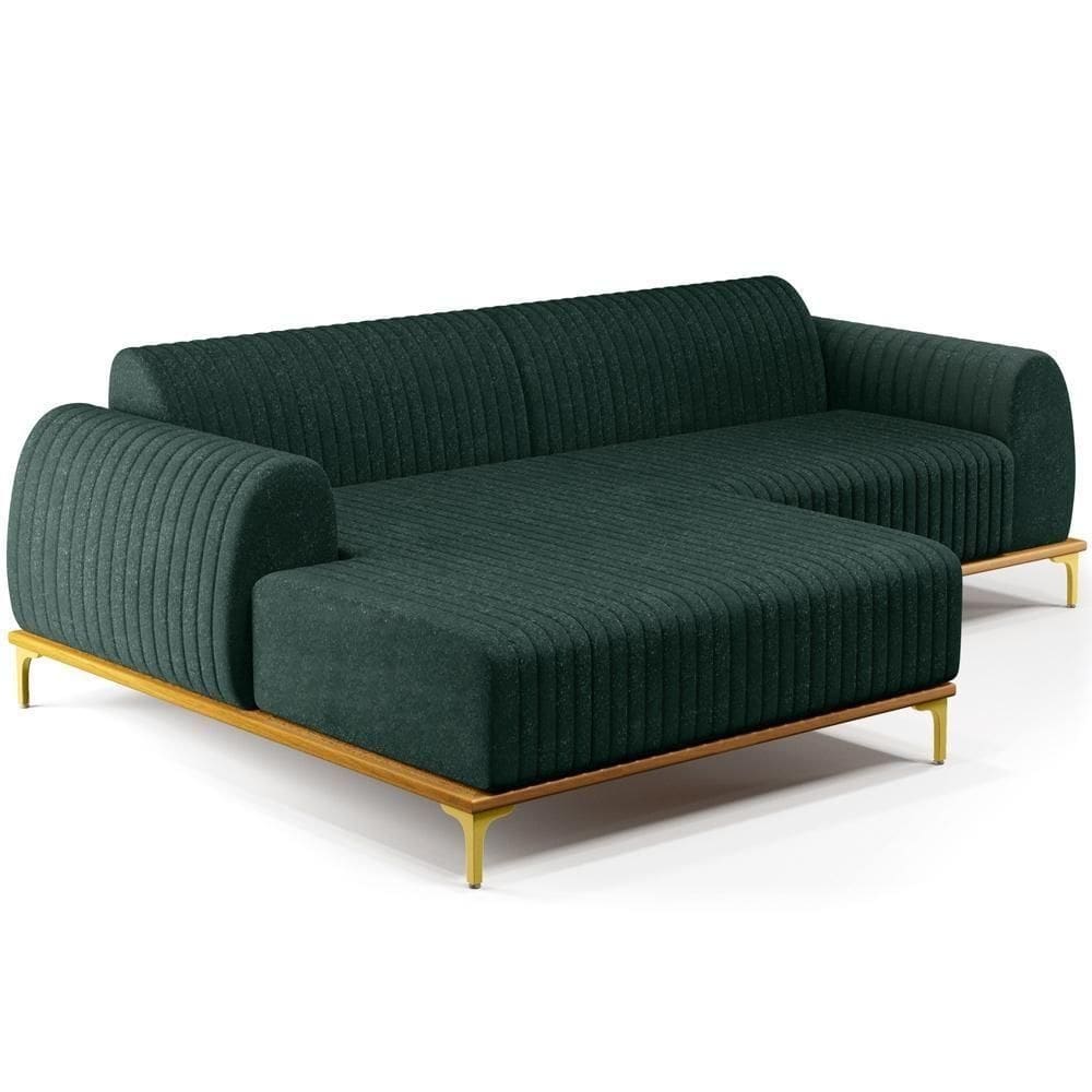 Sofá 6 Lugares Com Chaise Esquerdo 350cm Verde Musgo
