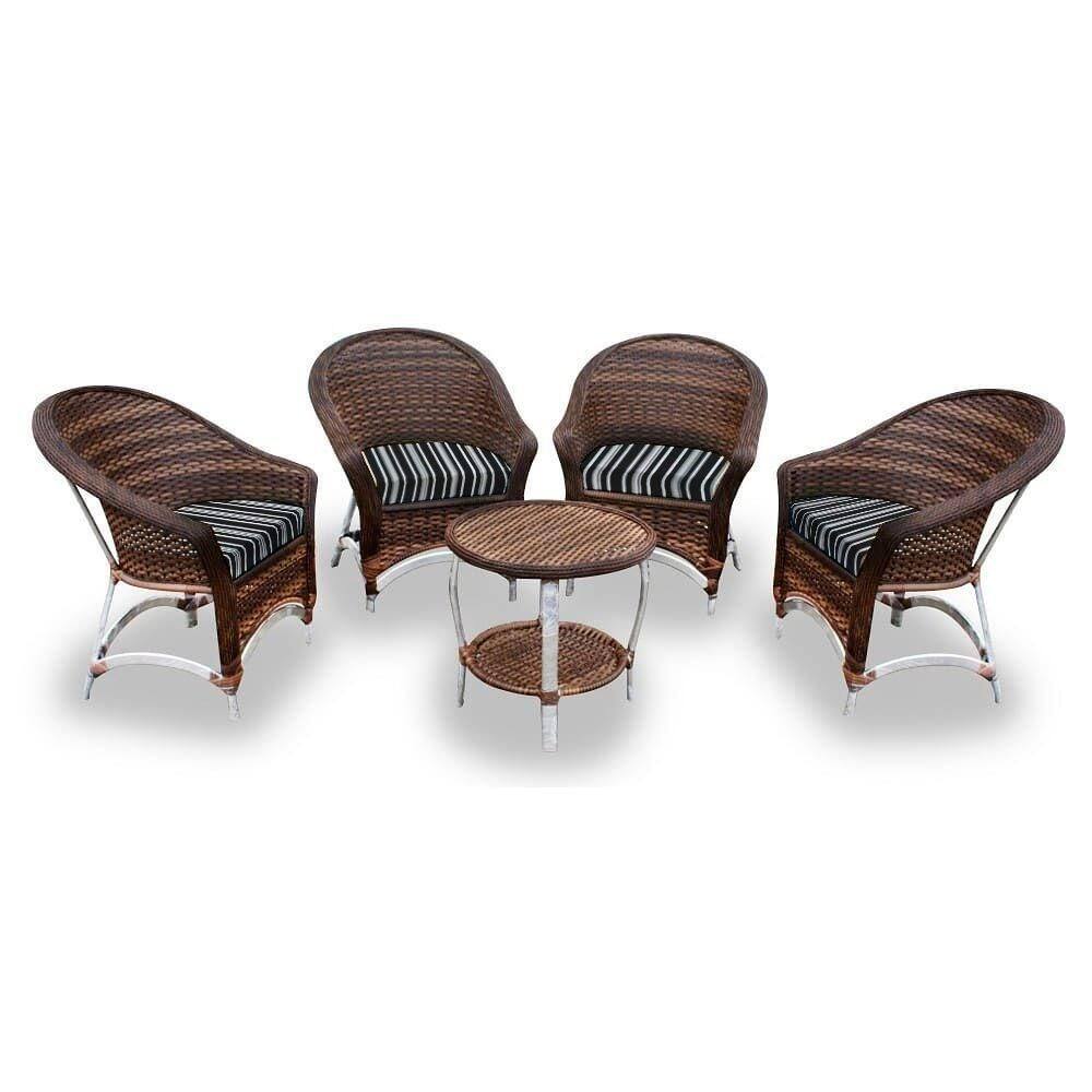 4 Poltronas + 1 Mesa Centro Friso Preto
