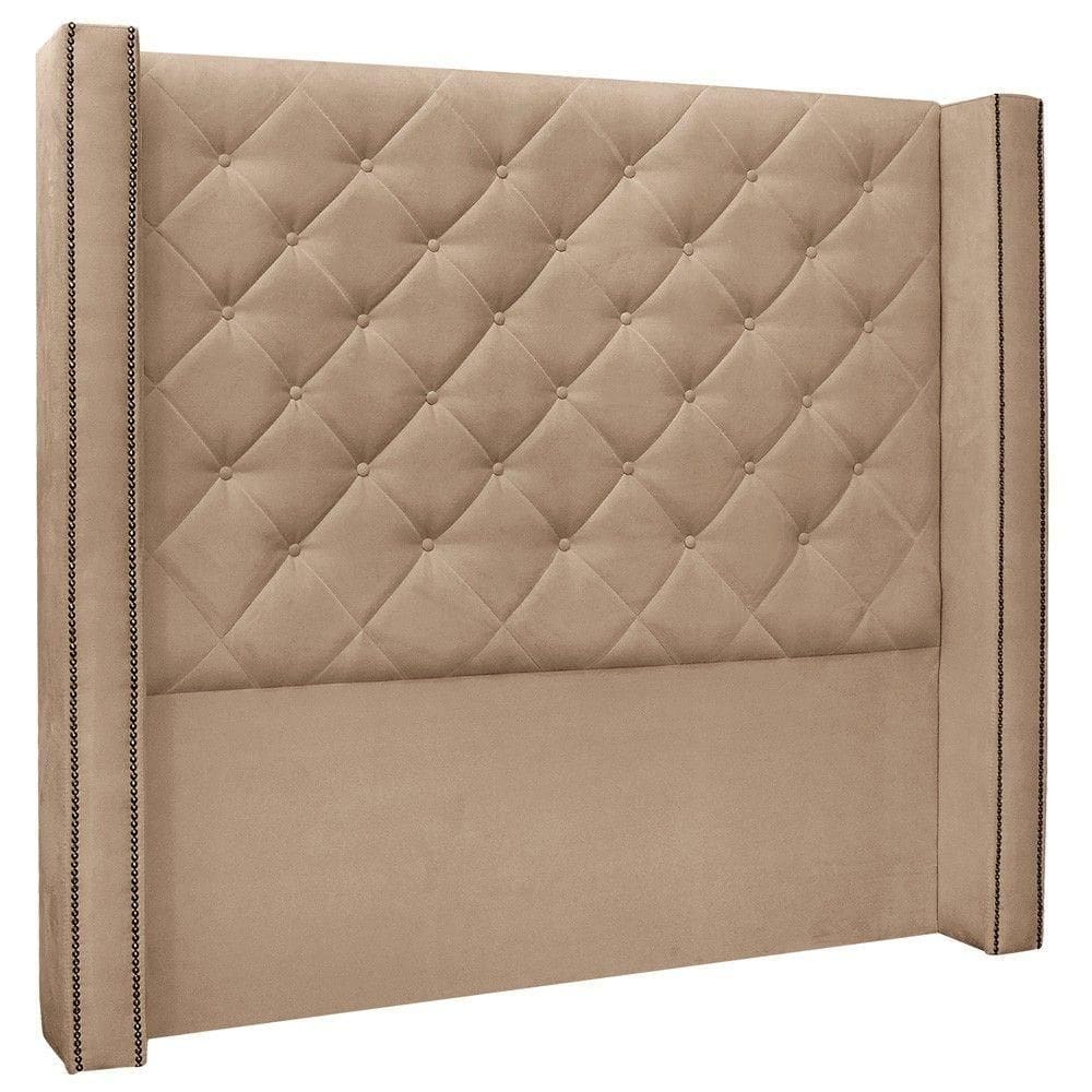Cabeceira Estofada Box Casal King Size Alteza 195cm Bege