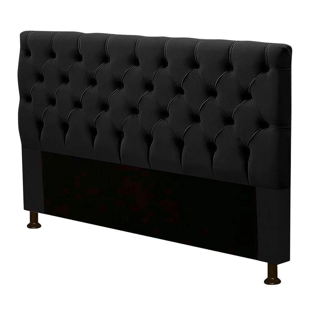 Cabeceira Box Casal Queen Size Cristal 160cm Corino Preto