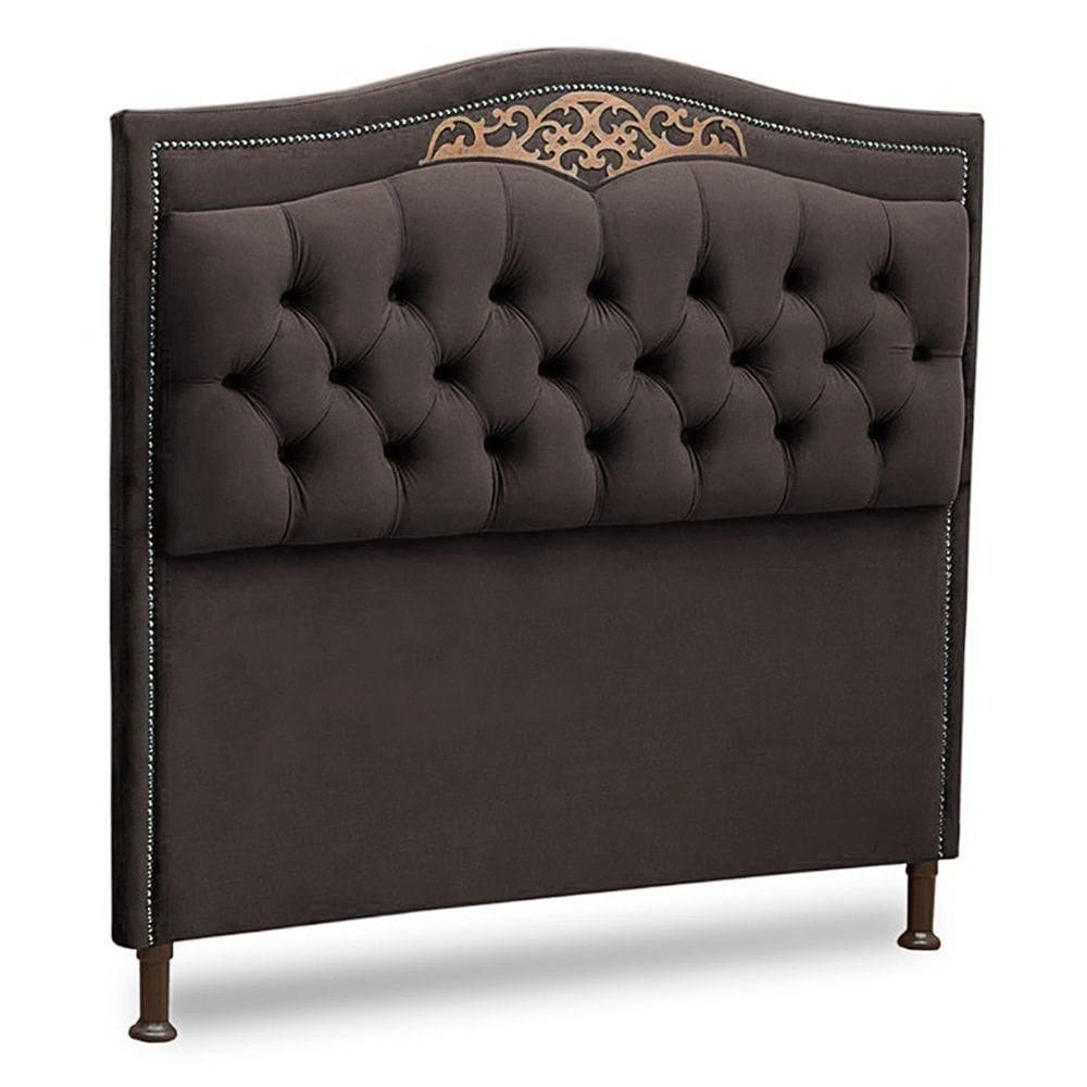 Cabeceira Estofada Box Casal King Size 195cm Chocolate