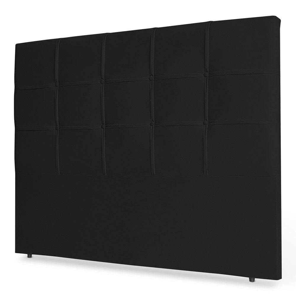 Cabeceira Estofada Box Casal King Size 195cm Corino Preto
