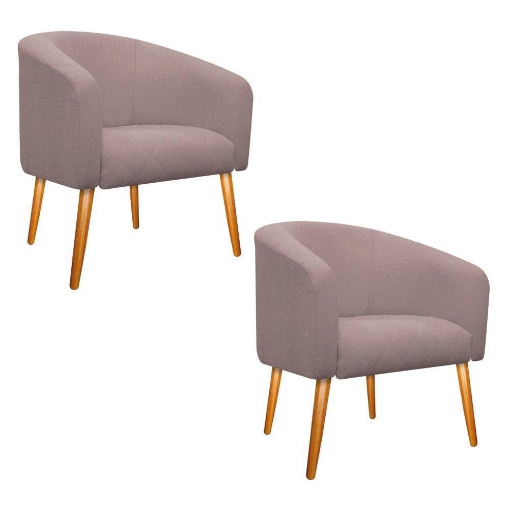 02 Poltronas Luiza Palito Mel Linho Rosê
