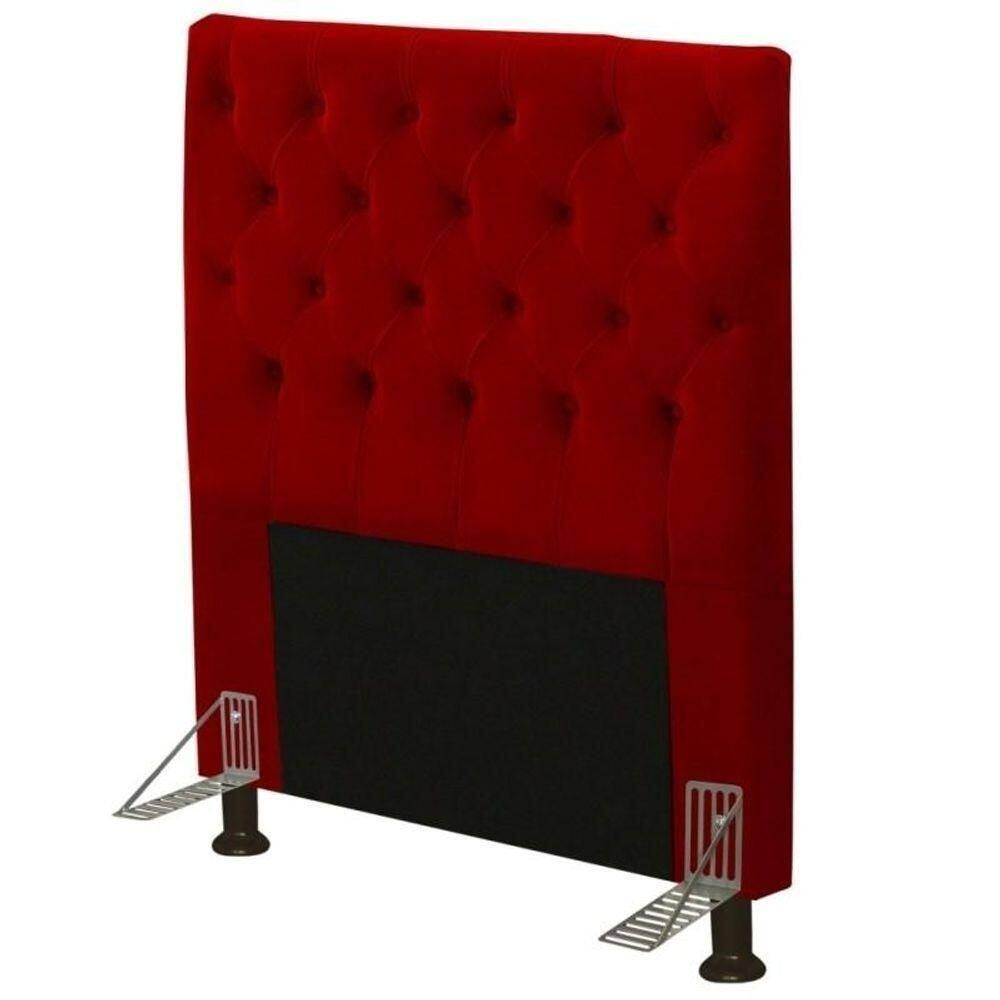 Cabeceira Cama Box Solteiro 90Cm Cristal Suede Vermelho