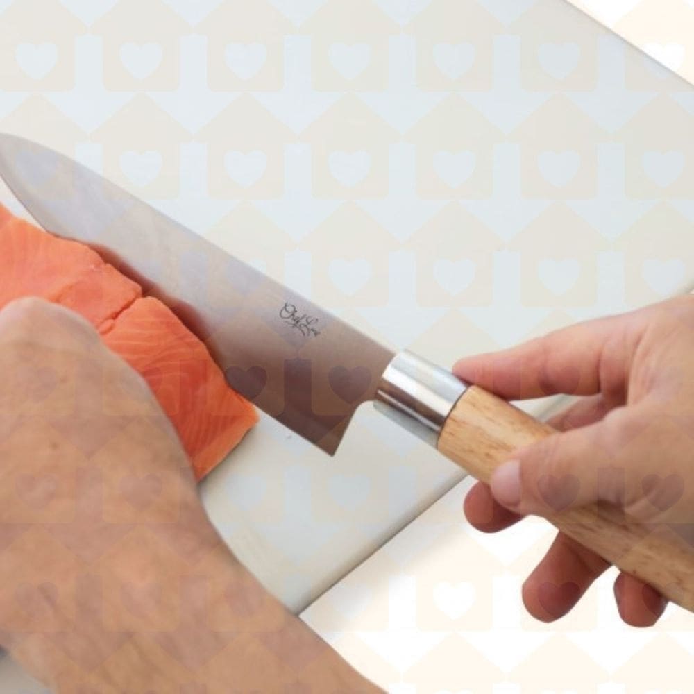 2Un Faca p/ Sushi no Estojo de Madeira Ultracorte Aço 33cm