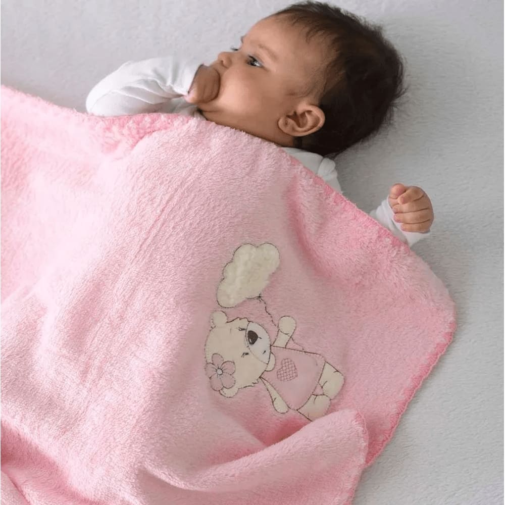 MANTA BABY JOY MICROFIBRA URSA NUVEM ROSA 0,85CM x 1,00CM