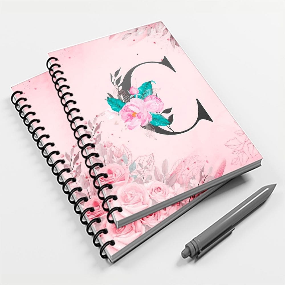 Caderno Universitário 96 fls Floral Letra C