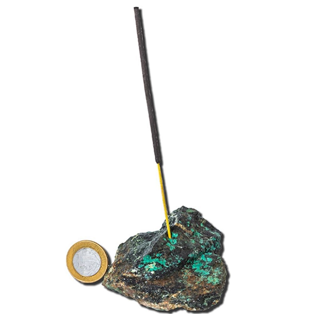 Incensário Pedra Malaquita na Matriz Bruto Natural Garimpo Furado