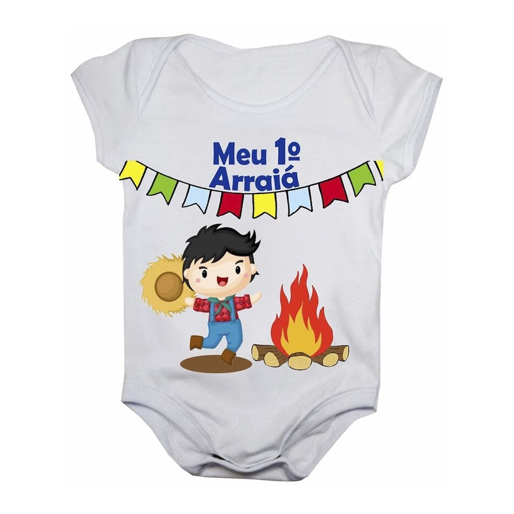 Body de Bebê Manga Curta Meu Primeiro Arraia