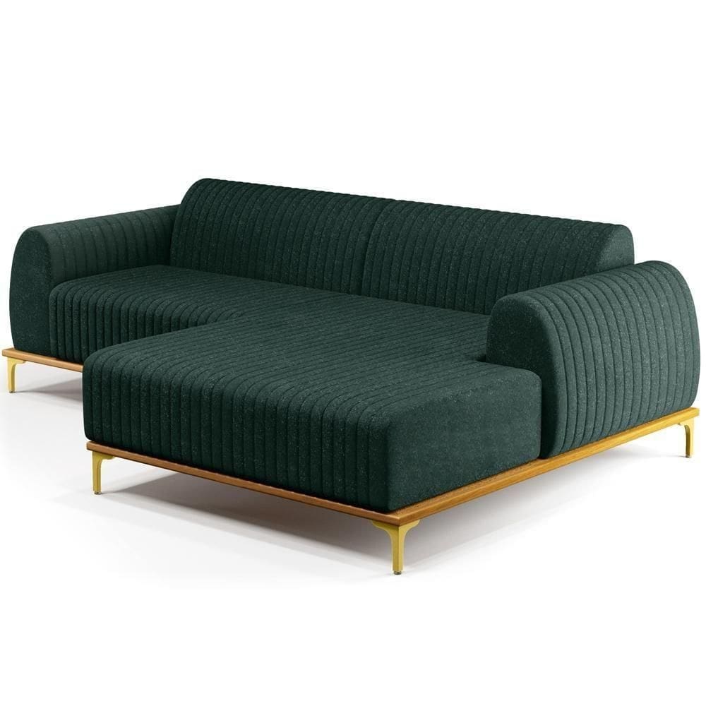 Sofá 6 Lugares Com Chaise Molino 350cm Verde Musgo C-117