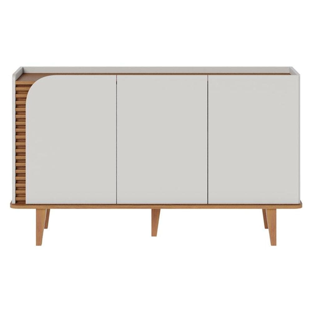 Cristaleira e Aparador Buffet Para Sala Jurerê Off White  Matte Freijó - Colibri