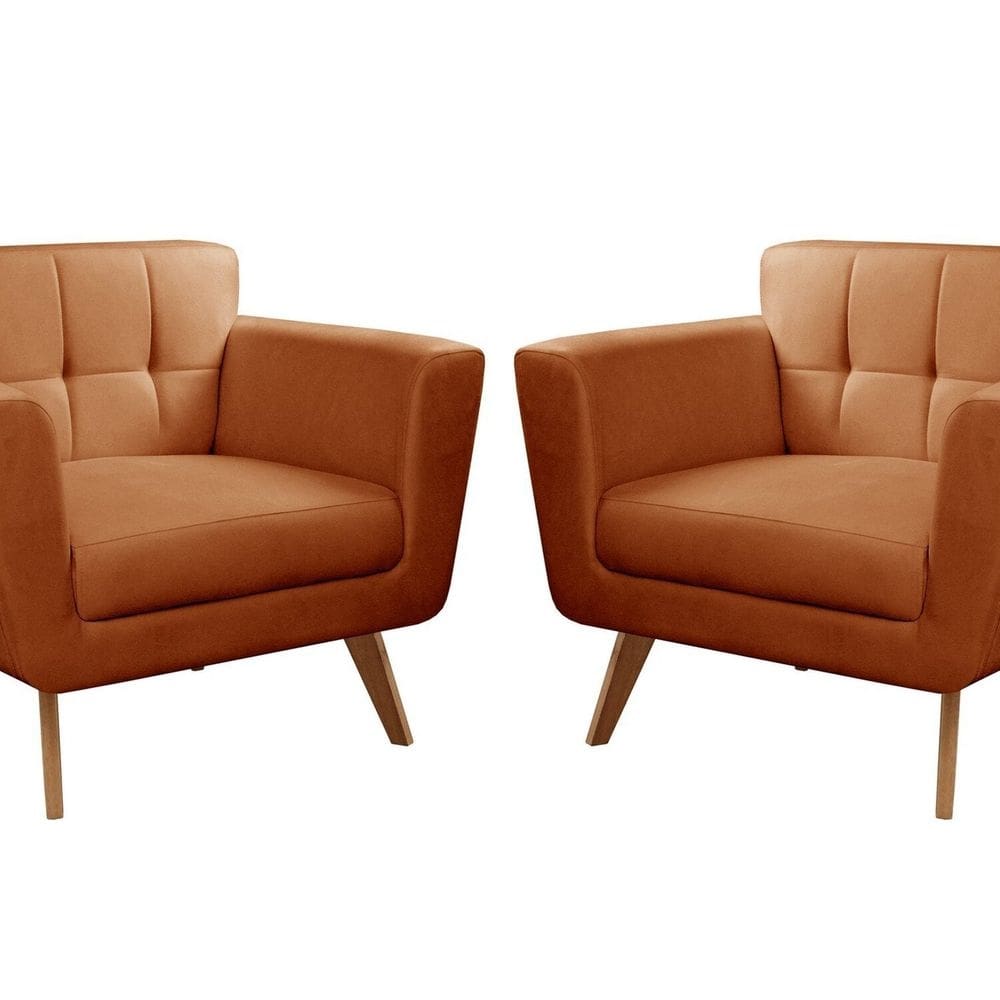 Kit 2 Poltronas Decorativas Bruna Sala de Estar Quarto Recepção Terracota