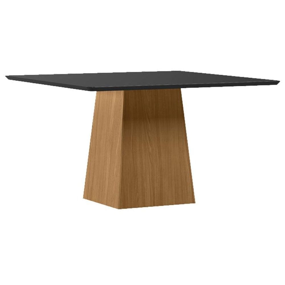 Mesa de Jantar 135x135 cm Barbara com Vidro Ype Preto - New Ceval