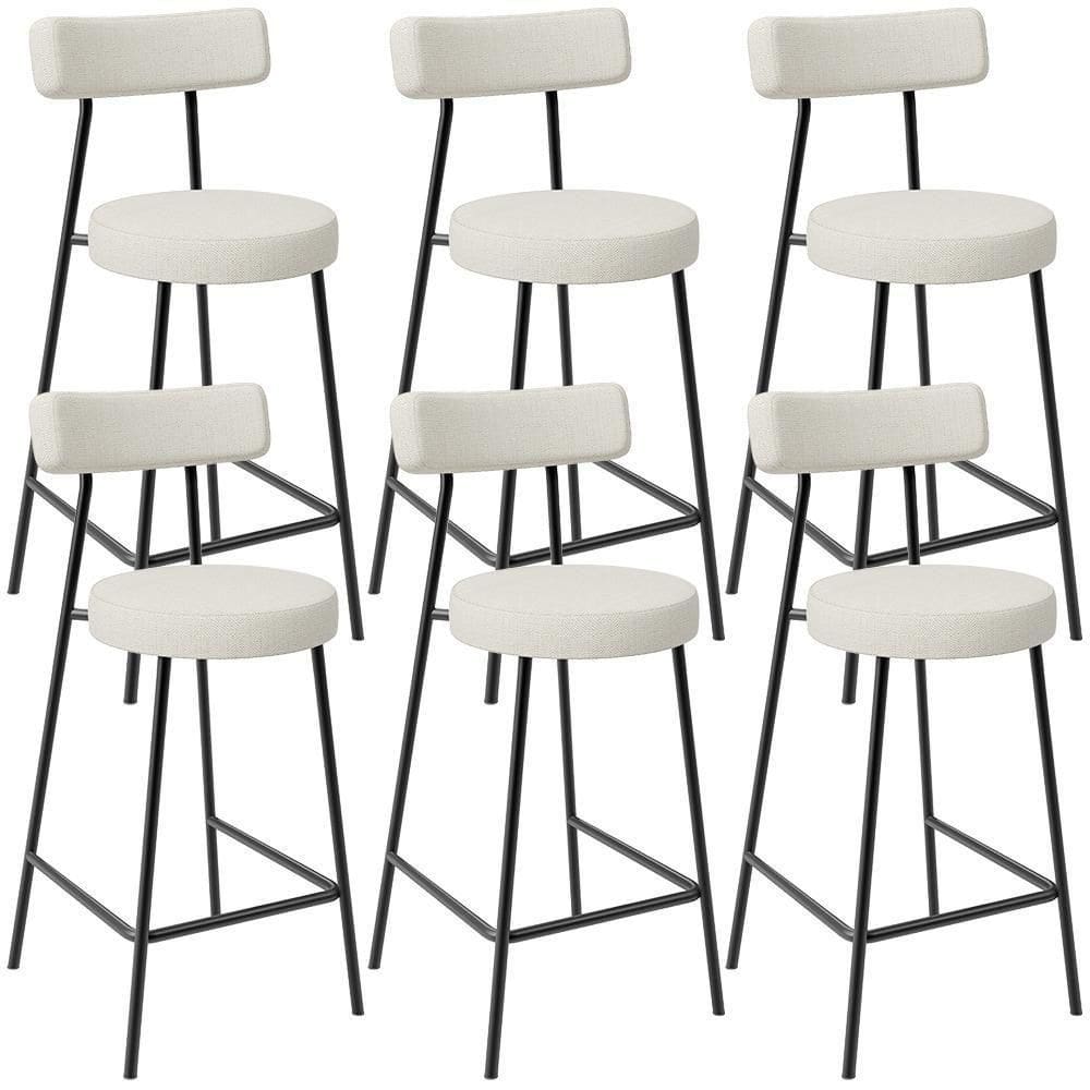 Kit 06 Banquetas Baixa Para Cozinha Sala De Jantar Bancada Milão L02 Linho Champagne