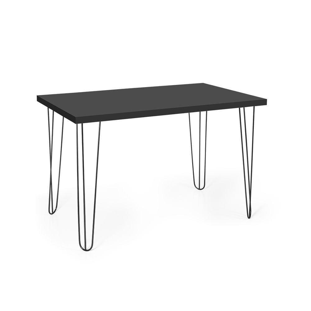 Mesa De Jantar Retangular 4 Lugares 130x80 Base De Ferro Hairpin Preto - Straub Web