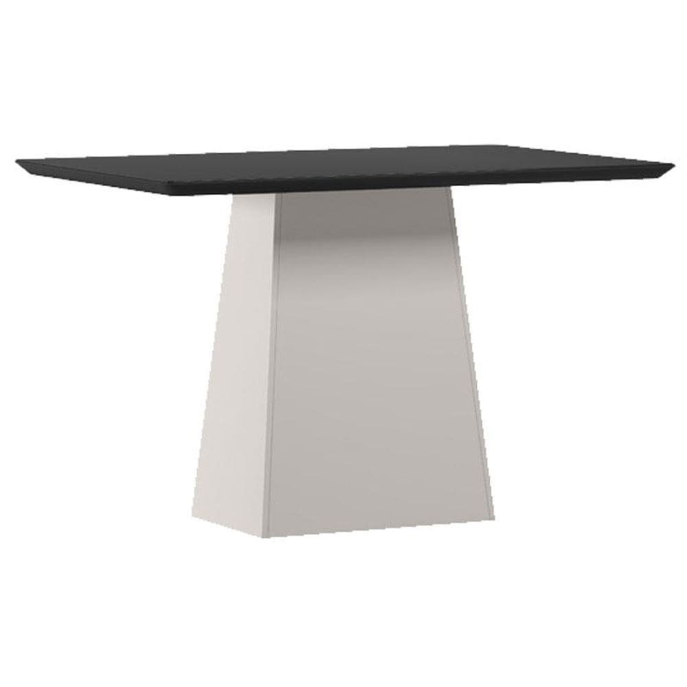 Mesa de Jantar 120 cm Barbara com Vidro Off White Preto - New Ceval