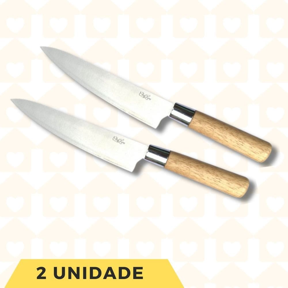 Faca Sushi Cabo Madeira Aço 33cm Profissional Anatomico 2Un