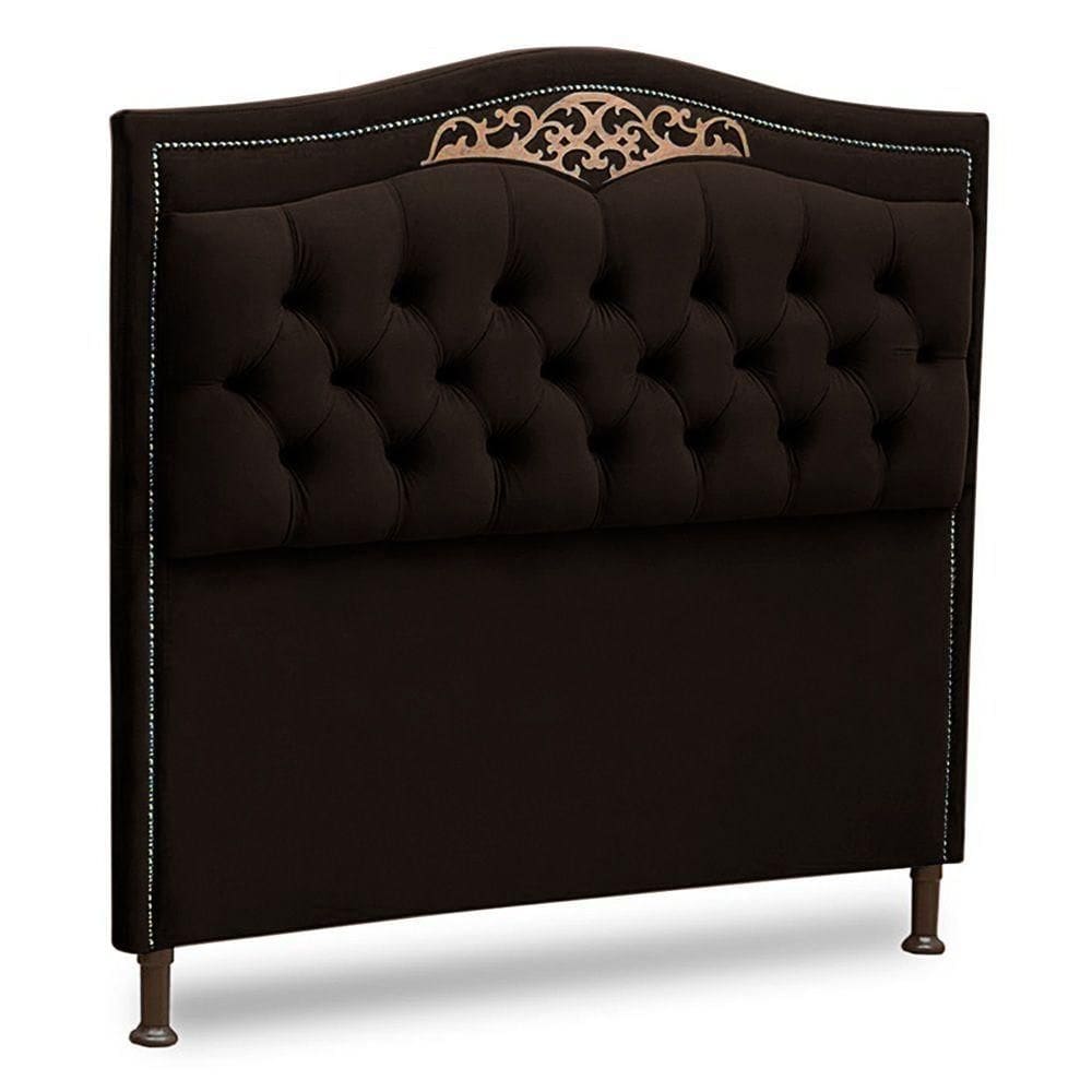 Cabeceira Estofada Box Casal King Size 195cm Corino Marrom