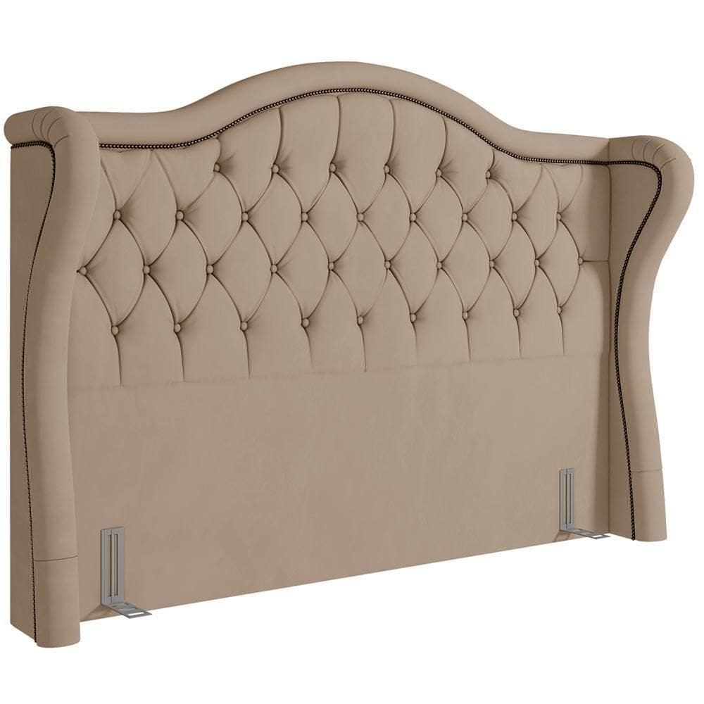 Cabeceira Cama Box Casal King 195cm P05 Lisboa Veludo Bege