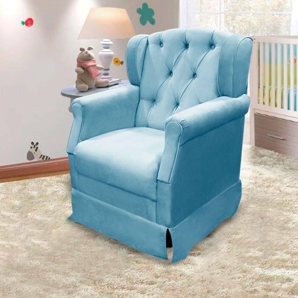 Poltrona Cadeira De Amamentação Balanço Ternura Material Sintético Azul - Speciale Home Azul