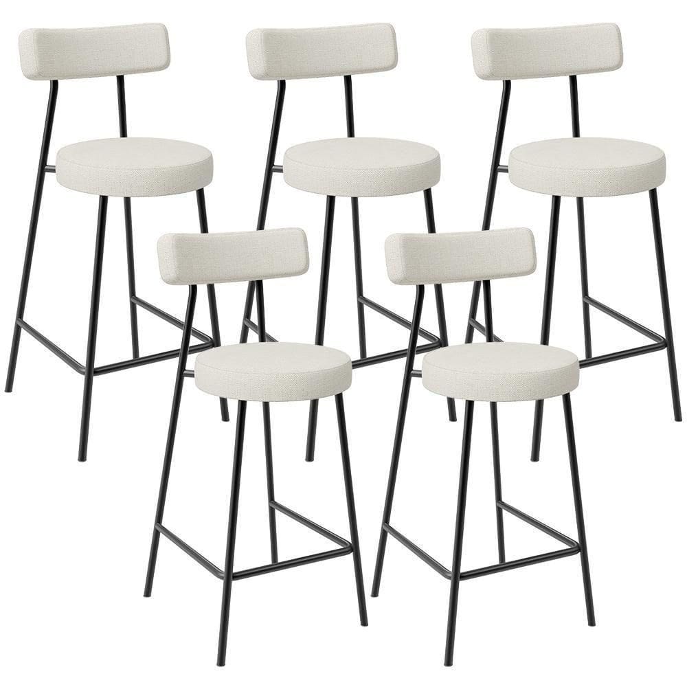 Kit 05 Banquetas Baixa Para Cozinha Sala De Jantar Bancada Milão L02 Linho Champagne