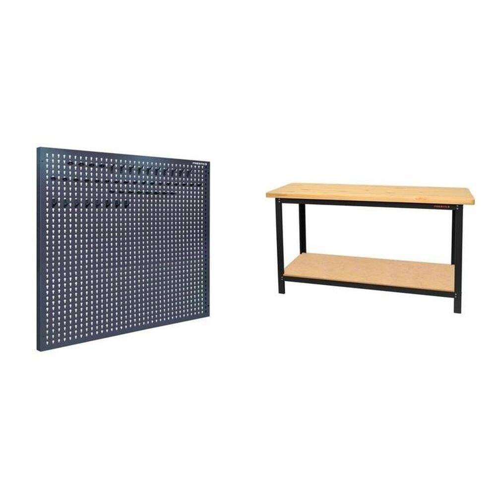Conjunto de Organização Profissional 1 Bancada Aberta Cm 1 Painel para Ferramentas em Aço Presto Preto