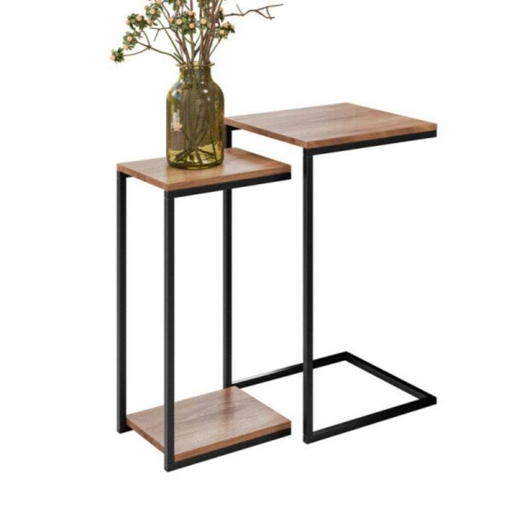 Kit Mesa Lateral e Apoio Decorativa Aurora Demolição Preto