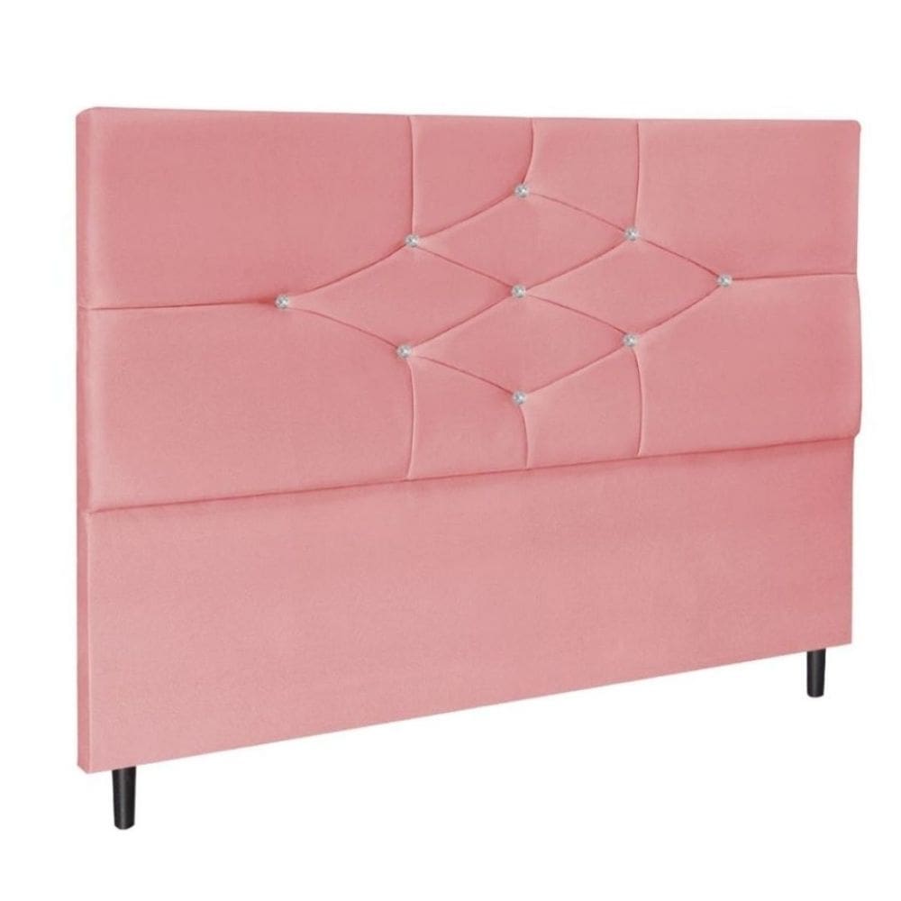 Cabeceira Cama Solteiro 90 cm Camboriú Suede Rosa E Frame