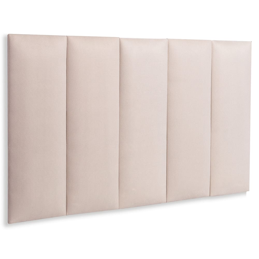 Cabeceira Solteiro Estofada Kit 5 Placas Reta - Suede Creme / Off White
