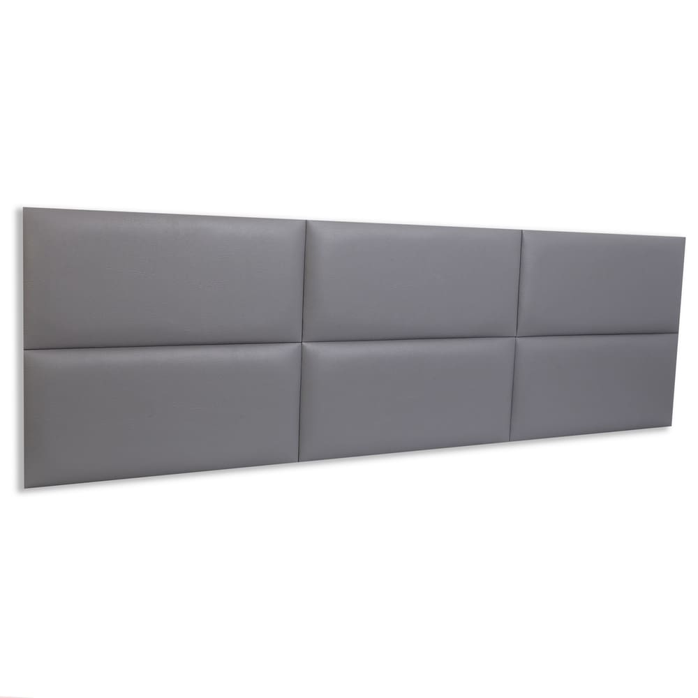 Cabeceira King Estofada Kit 6 Placas Retangular - Courino Cinza