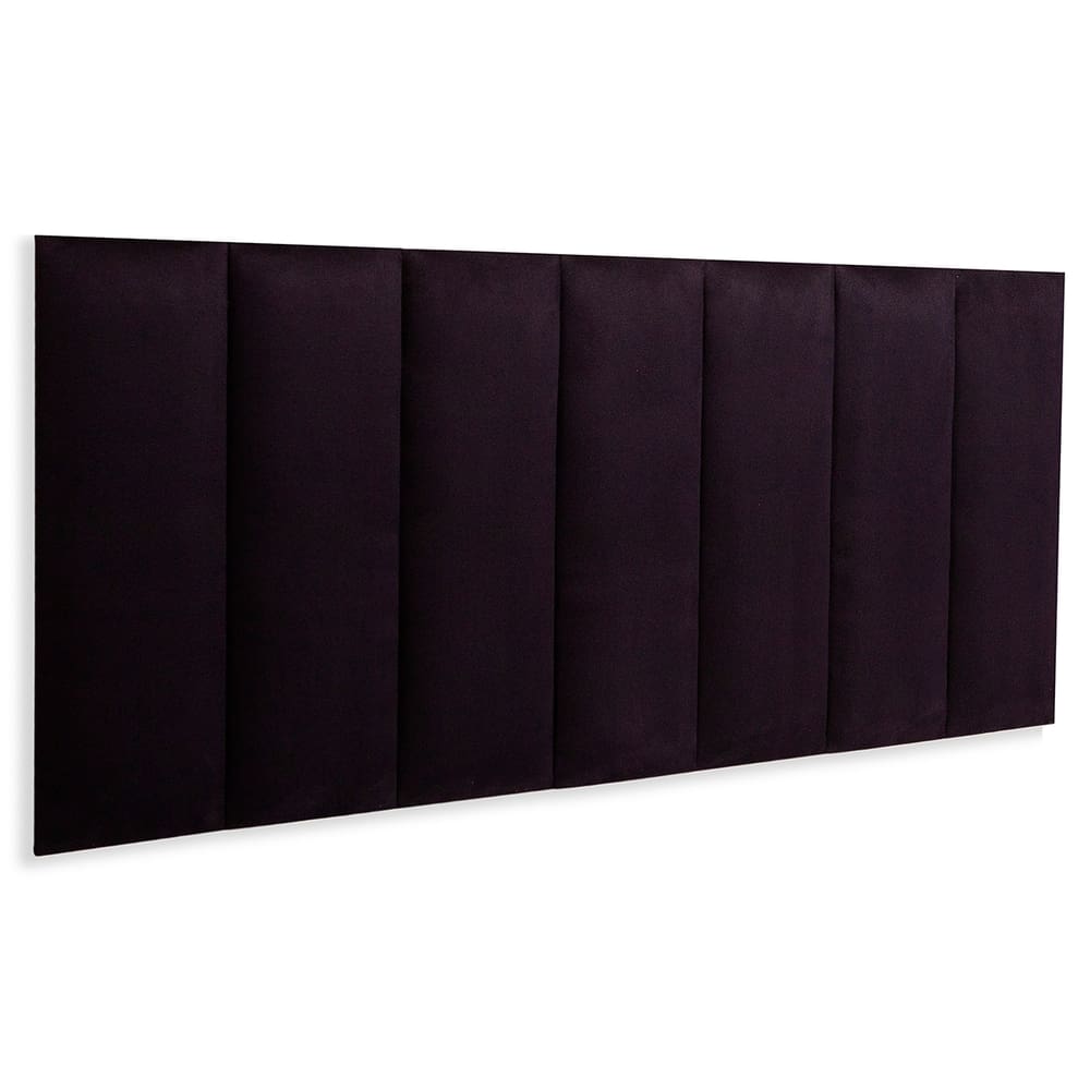 Cabeceira Casal Estofada Kit 7 Placas Reta - Suede Preto