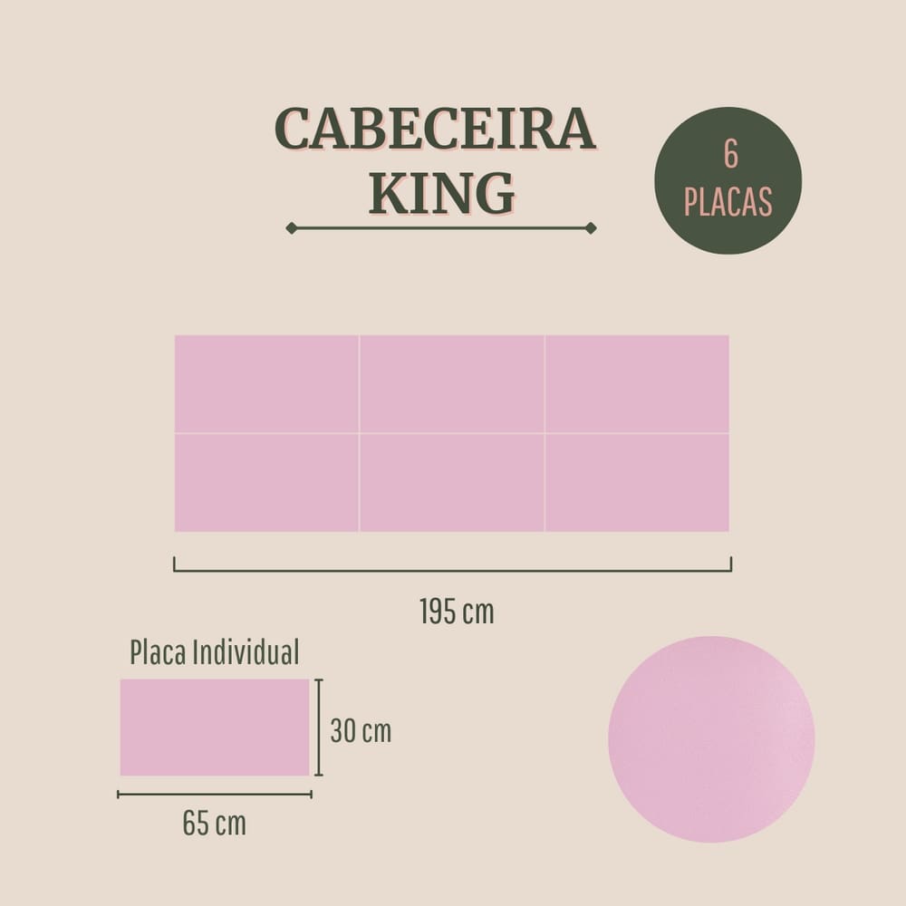 Cabeceira King Estofada Kit 6 Placas Retangular - Courino Rosa