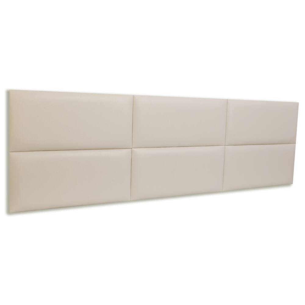 Cabeceira King Estofada Kit 6 Placas Retangular - Courino Marfim / Off White