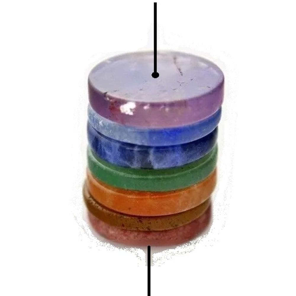 Kit 7 Chakras Disco Pedra Natural Com Furo Central Pra Colar