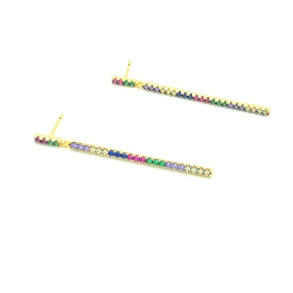 Brinco Palito De Zircônia Colorida Multicores